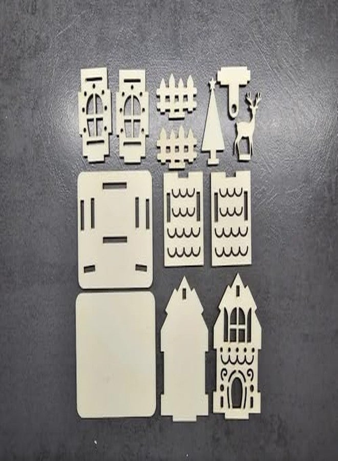 مكعبات ثلاثية الأبعاد، ديكور منزل عيد الميلاد مصنوع من الخشب بتقنية القطع بالليزر | كوخ خشبي مصنوع يدويًا بتصميم شجرة وغزال الرنة | لعبة احتفالية من الخشب الطبيعي الصديق للبيئة للأطفال للعب الإبداعي والتعلم - Image 5